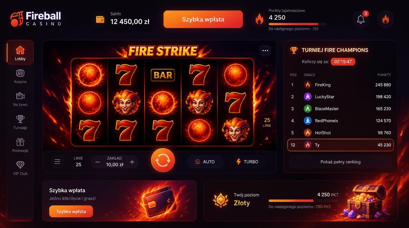 przycisk One-Tap Deposit, ranking turniejowy, licznik punktów, saldo apki
