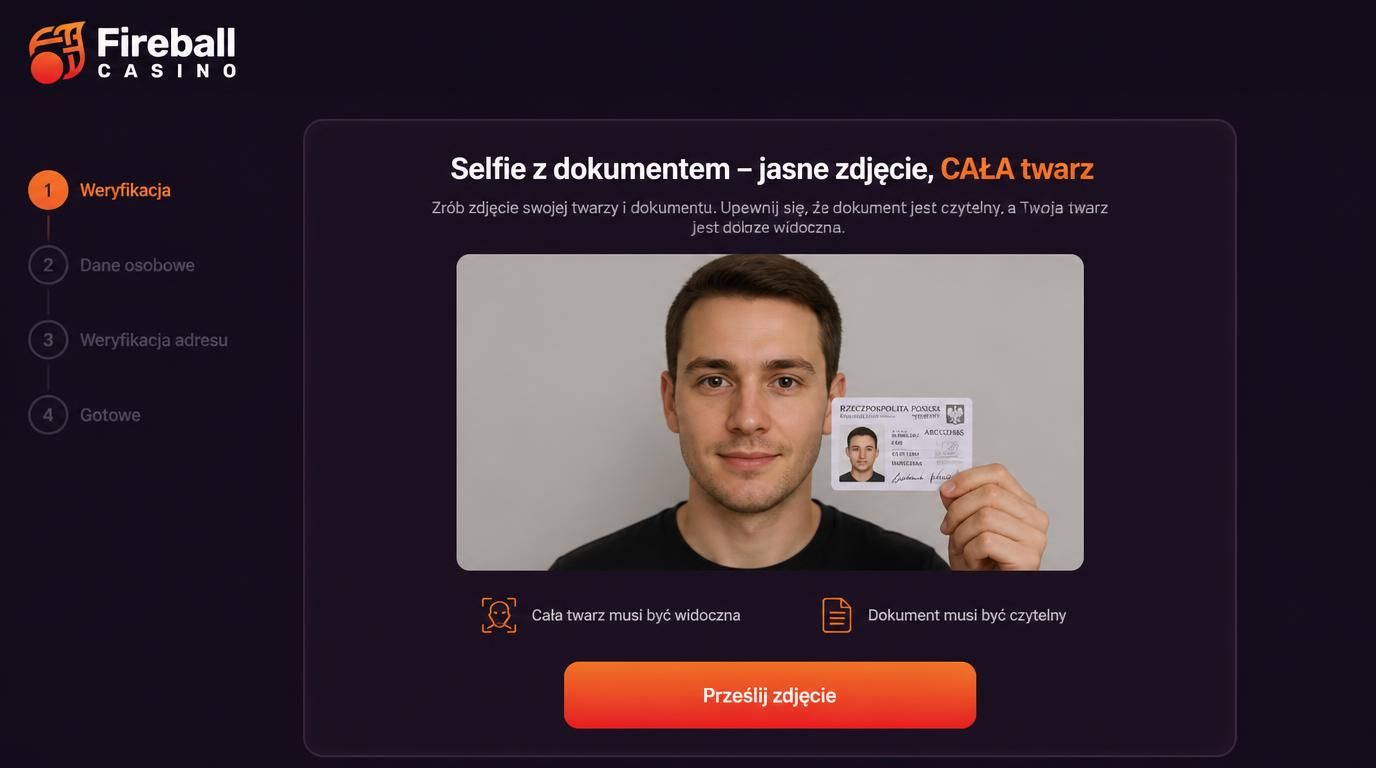 osoba robiąca selfie z dokumentem, widoczne dane, jasne światło